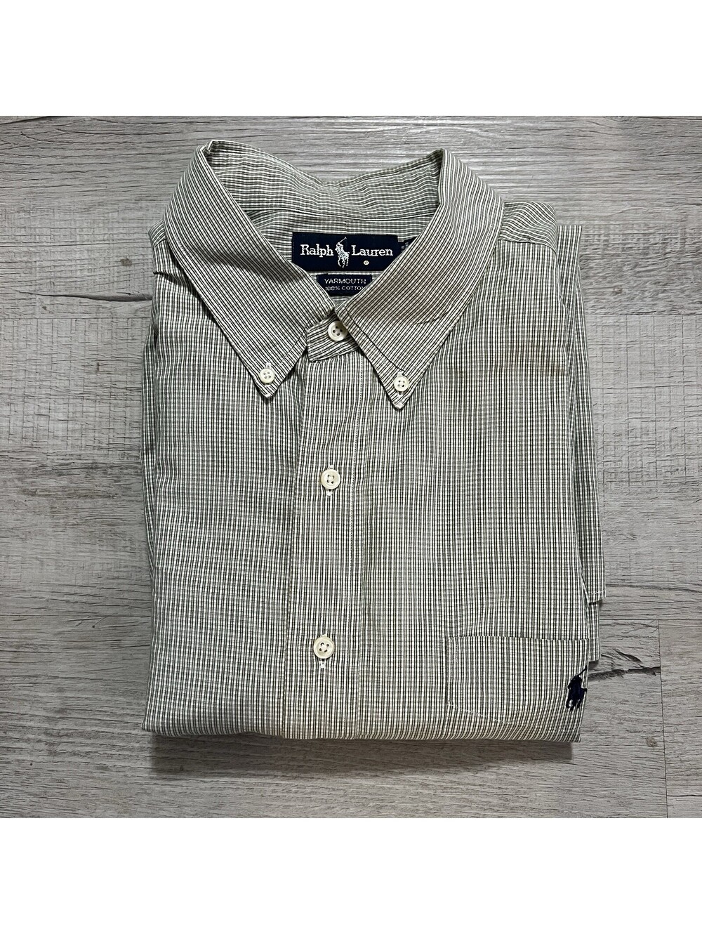 Vintage Ralph Lauren Yarmouth Mens 18 Green Microcheck Shirt